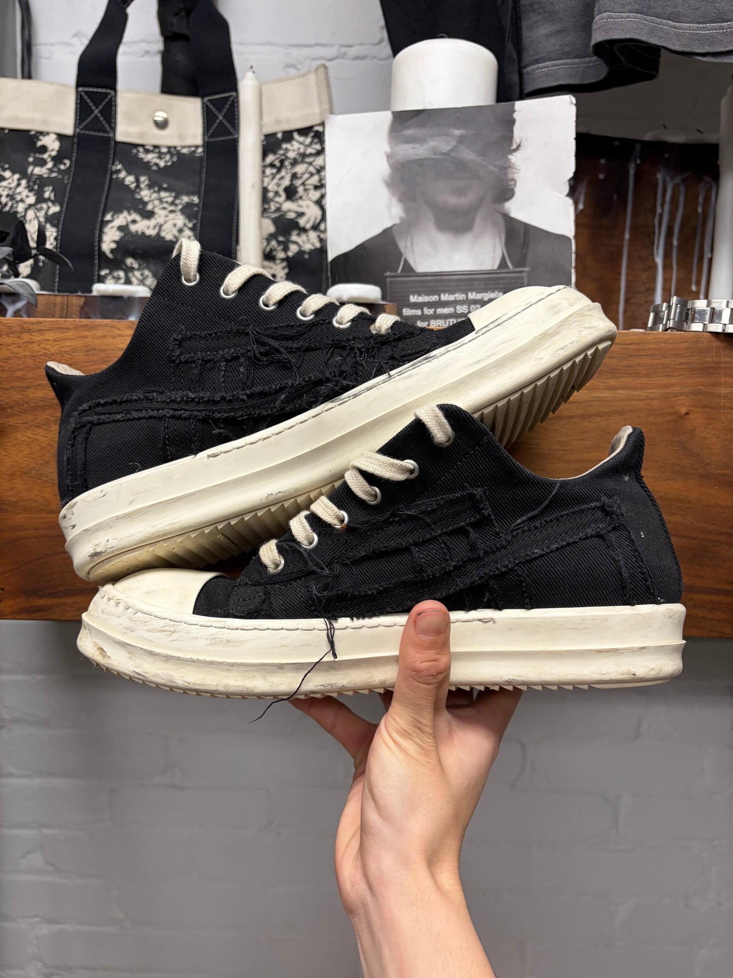 SS2023 Rick Owens ‘Edfu’ Slashed ‘Ramones’ Low Top Sneakers