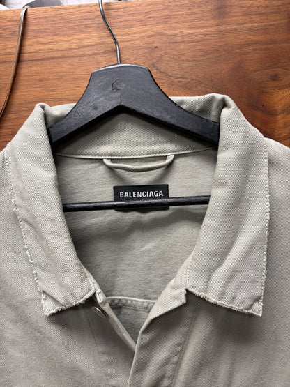Balenciaga Oversized Tan ‘Raw Hem’ Oversized Denim Jacket