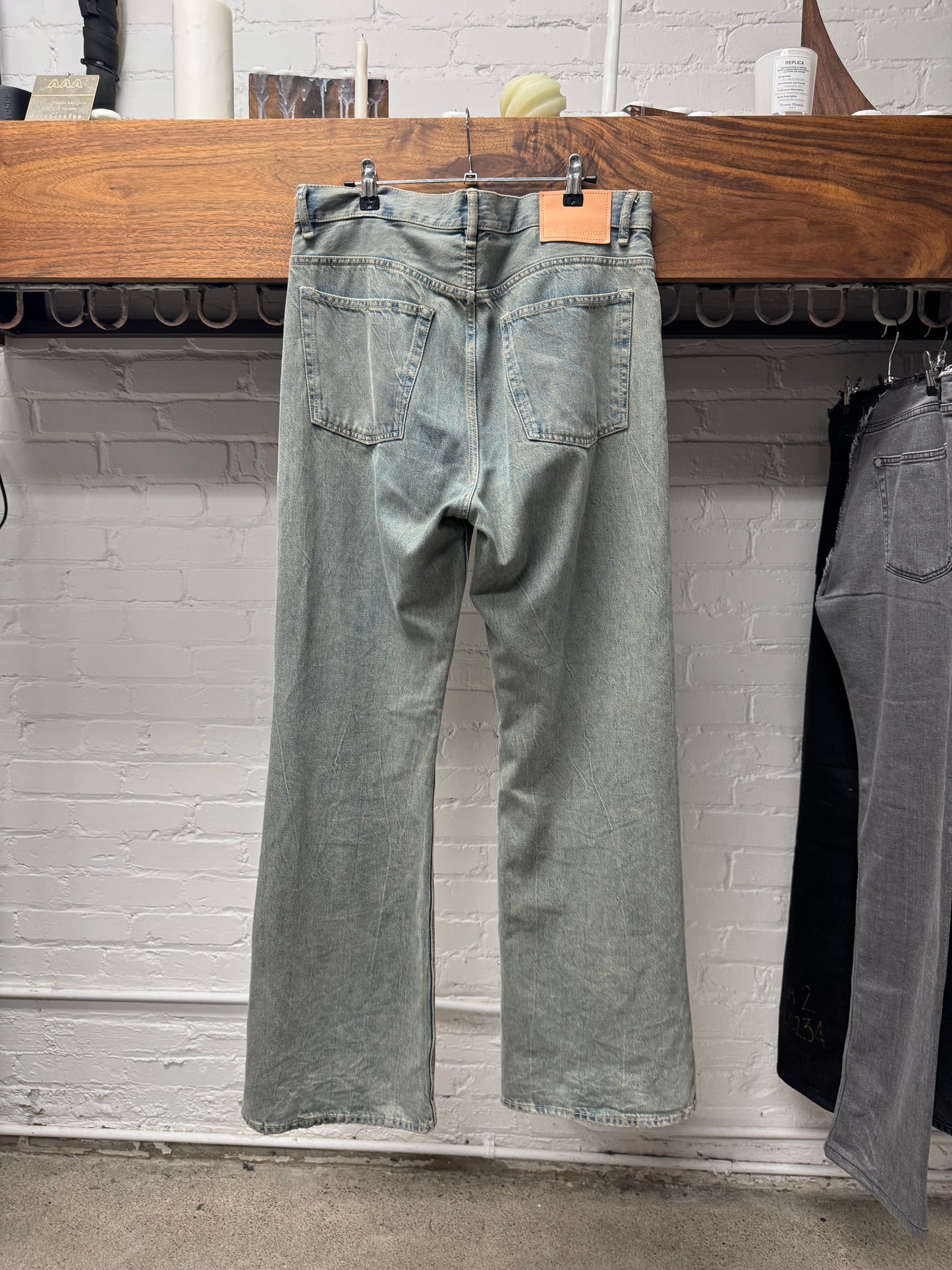 Acne Studios Stone Washed Blue Flared Leg Denim