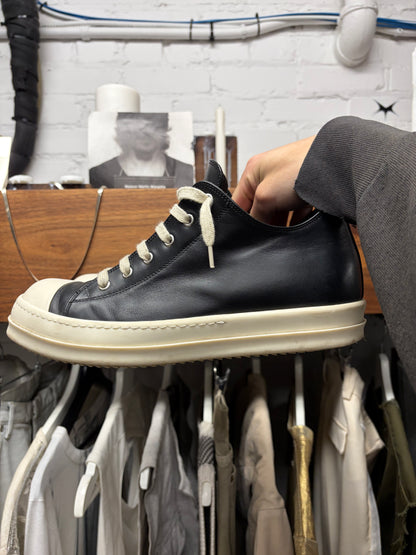Rick Owens ‘Ramones’ Black/Milk Leather Low Top Sneakers