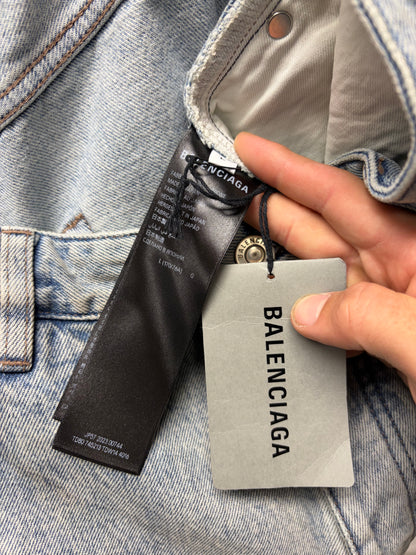 2023 Balenciaga Baggy Washed Blue ‘Heelbite’ Wide Leg Denim