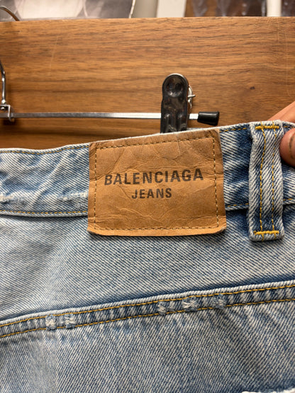 2022 Balenciaga Light Washed Blue Wide Leg Denim