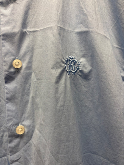 Roberto Cavalli Baby Blue Embroidered Logo Button Up Shirt