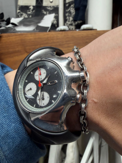 Oakley ‘Detonator’ Chronograph Black Dial/Silver Face Watch