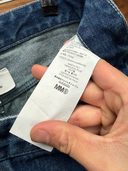 2021 Maison Margiela ‘Full Length Zip’ Blue Pleated Denim