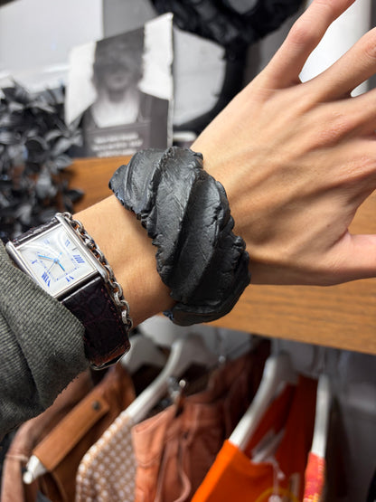 SS2023 Balenciaga ‘Tyre’ Melted ‘Mudshow’ Rubber Black Bangle Bracelet
