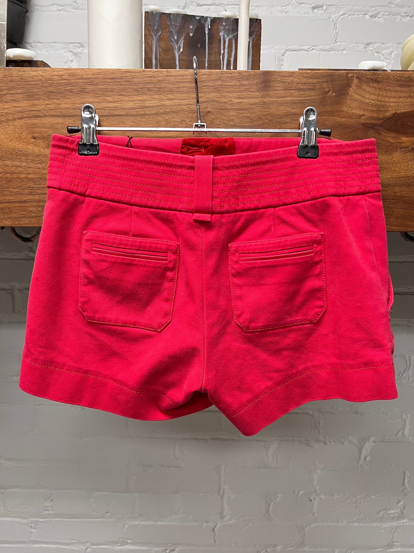 Late 2000s Gucci Red Denim Mini Shorts