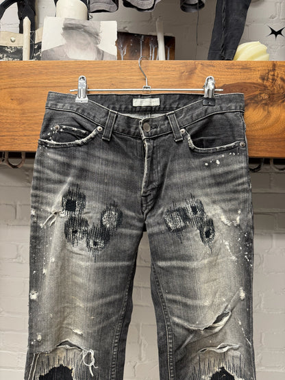 AW2001 Number (N)ine ‘Standards’ Washed Black Distressed Denim