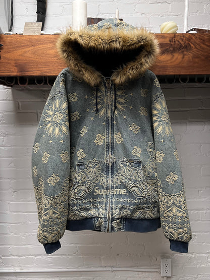 SS2025 Supreme Bandanna Jacquard Denim Hooded Work Jacket