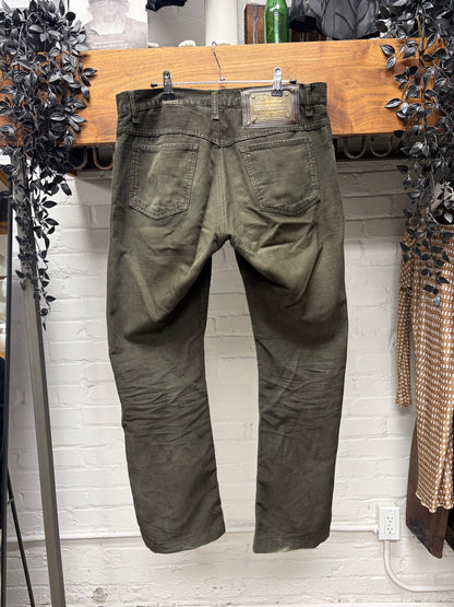 2000s Dolce and Gabbana Faded Green Corduroy Bootcut Denim