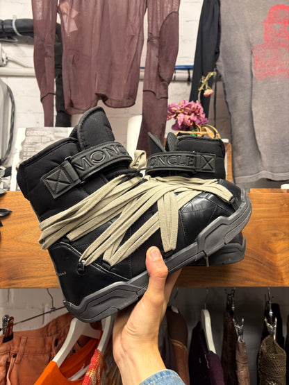 Rick Owens x Moncler ‘Amber’ Black Leather Multi-lace Snow Boots