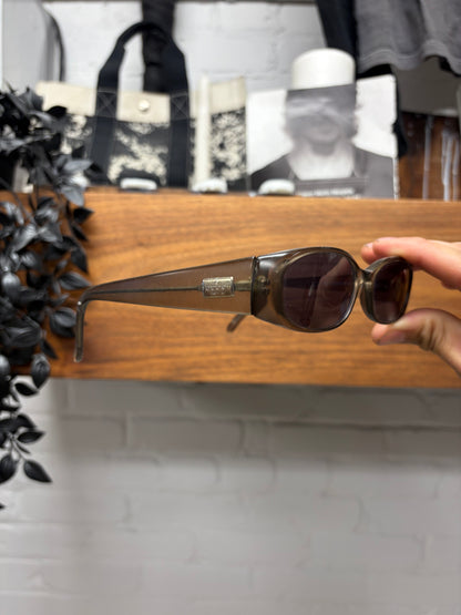 Vintage Gucci Brown Tinted Boxy Rectangular Frame Sunglasses
