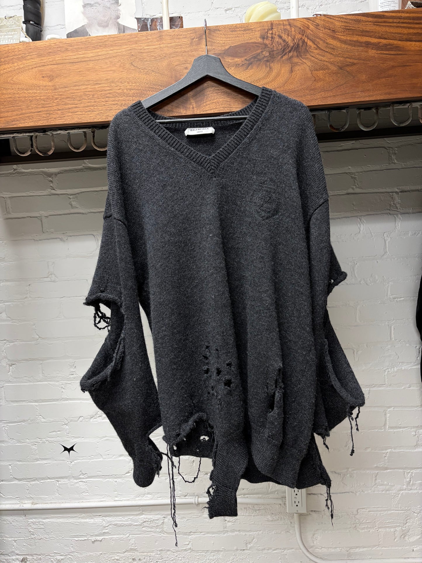 AW2021 Balenciaga ‘Destroyed’ Thrash Distressed Grey Knit Sweater