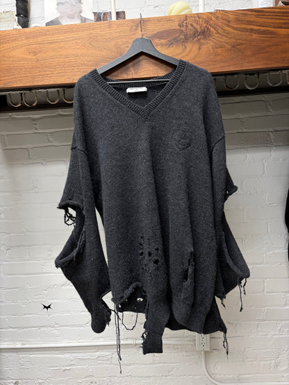 AW2021 Balenciaga ‘Destroyed’ Thrash Distressed Grey Knit Sweater