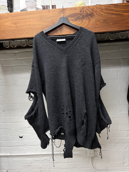AW2021 Balenciaga ‘Destroyed’ Thrash Distressed Grey Knit Sweater