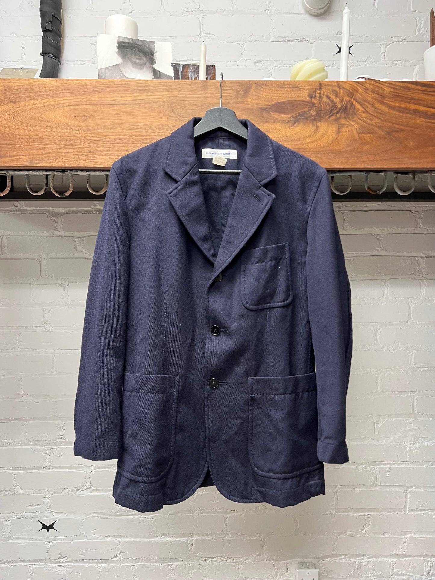Comme Des Garçons Shirt Navy Blue Cotton Blazer