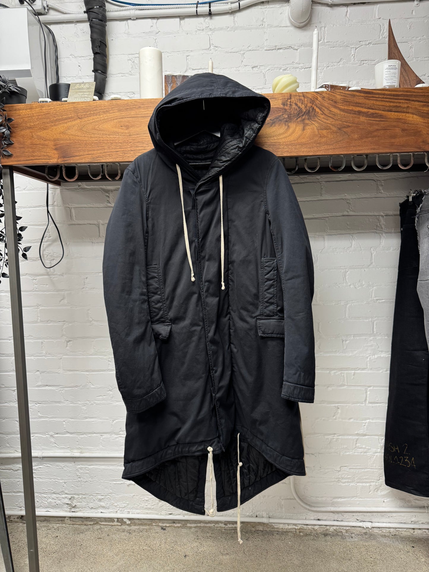 Rick Owens DRKSHDW Black Hooded Fishtail Parka