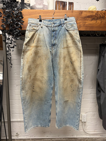 Acne Studios Mud Wash ‘Super Baggy’ Blue Wide Leg Denim
