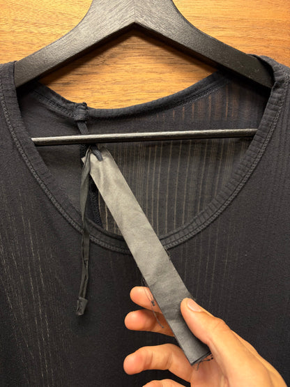 Boris Bidjan Saberi Mainline ‘Thumbhole Sleeve’ Ribbed Black Long Sleeve Shirt