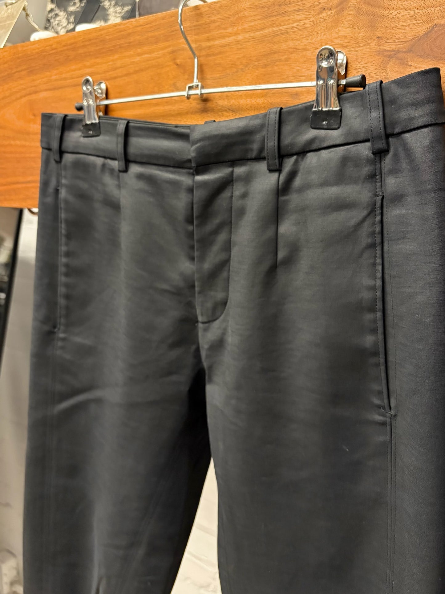 2000s Balenciaga Darted Black Slim Cut Trousers