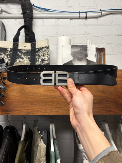 Balenciaga ‘BB Hourglass Logo’ Black Leather Belt
