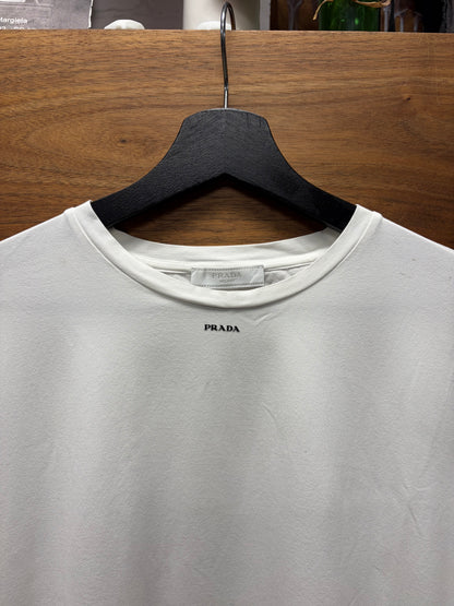 Prada ‘Miniature Logo’ White Short Sleeve Cotton T-Shirt