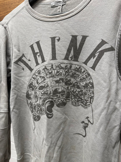 2012 Undercover ‘Think Deeper’ Grey Crude Graphic Sweatshirt
