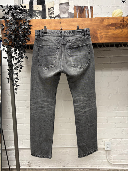 2021 Balenciaga Washed Black Straight Leg Denim