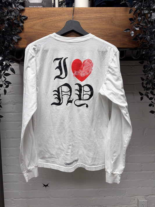 Chrome Hearts ‘I❤️NY’ White Long Sleeve Pocket Logo T-Shirt