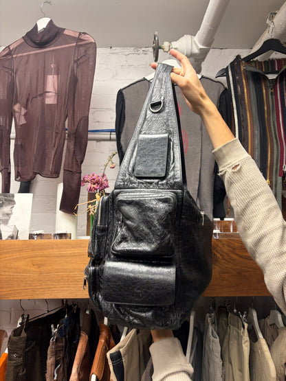 Balenciaga ‘Superbusy’ Black Leather Cargo Bag