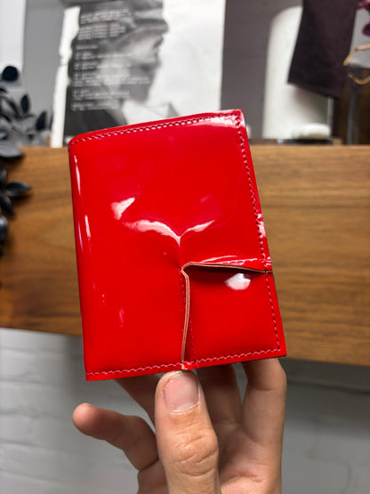 Comme Des Garçons Red Patent Leather ‘Warped’ Bifold Wallet