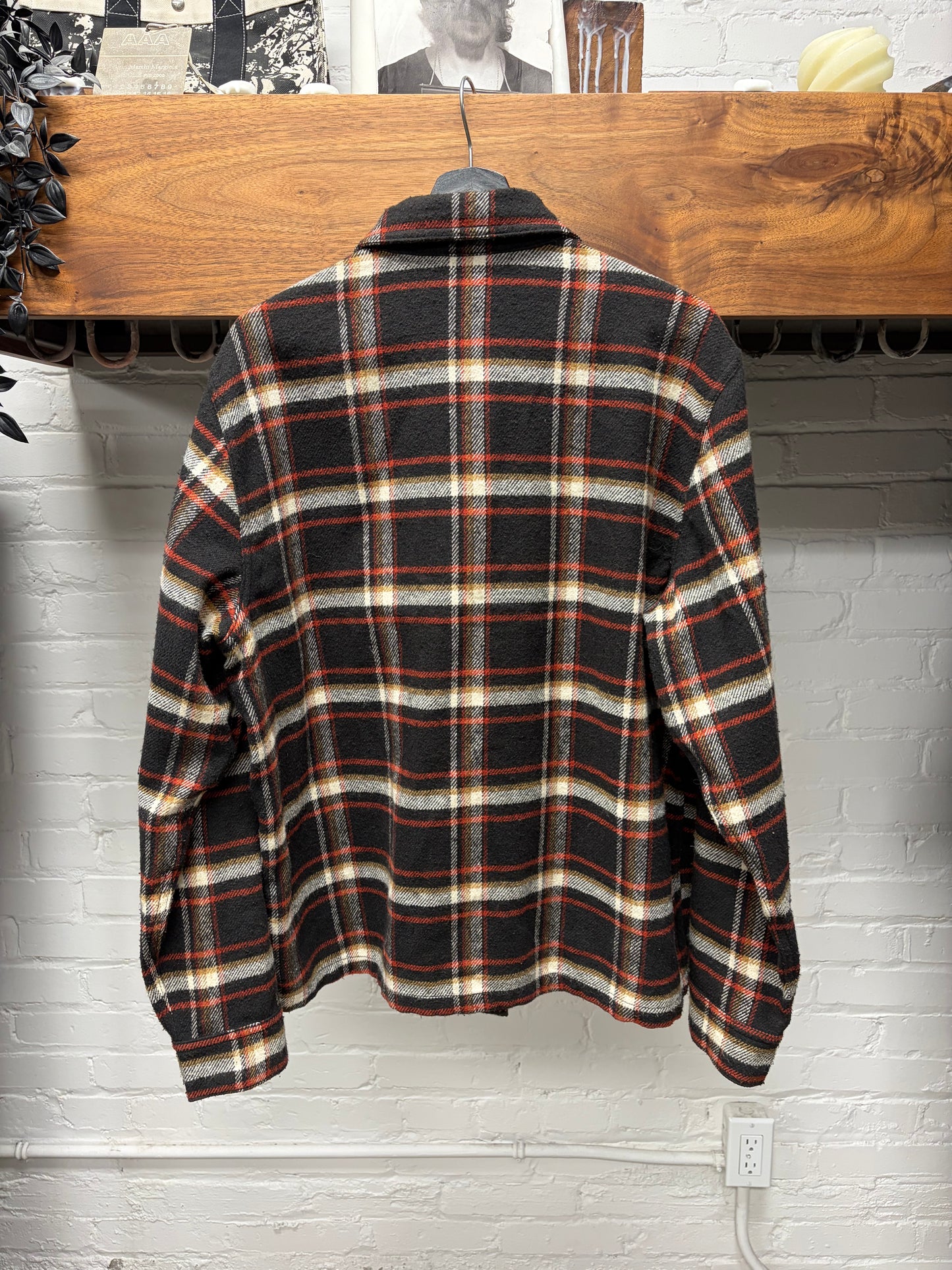 Chrome Hearts ‘Work Dog’ Heavy Wool Plaid Flannel Button Snap Shirt