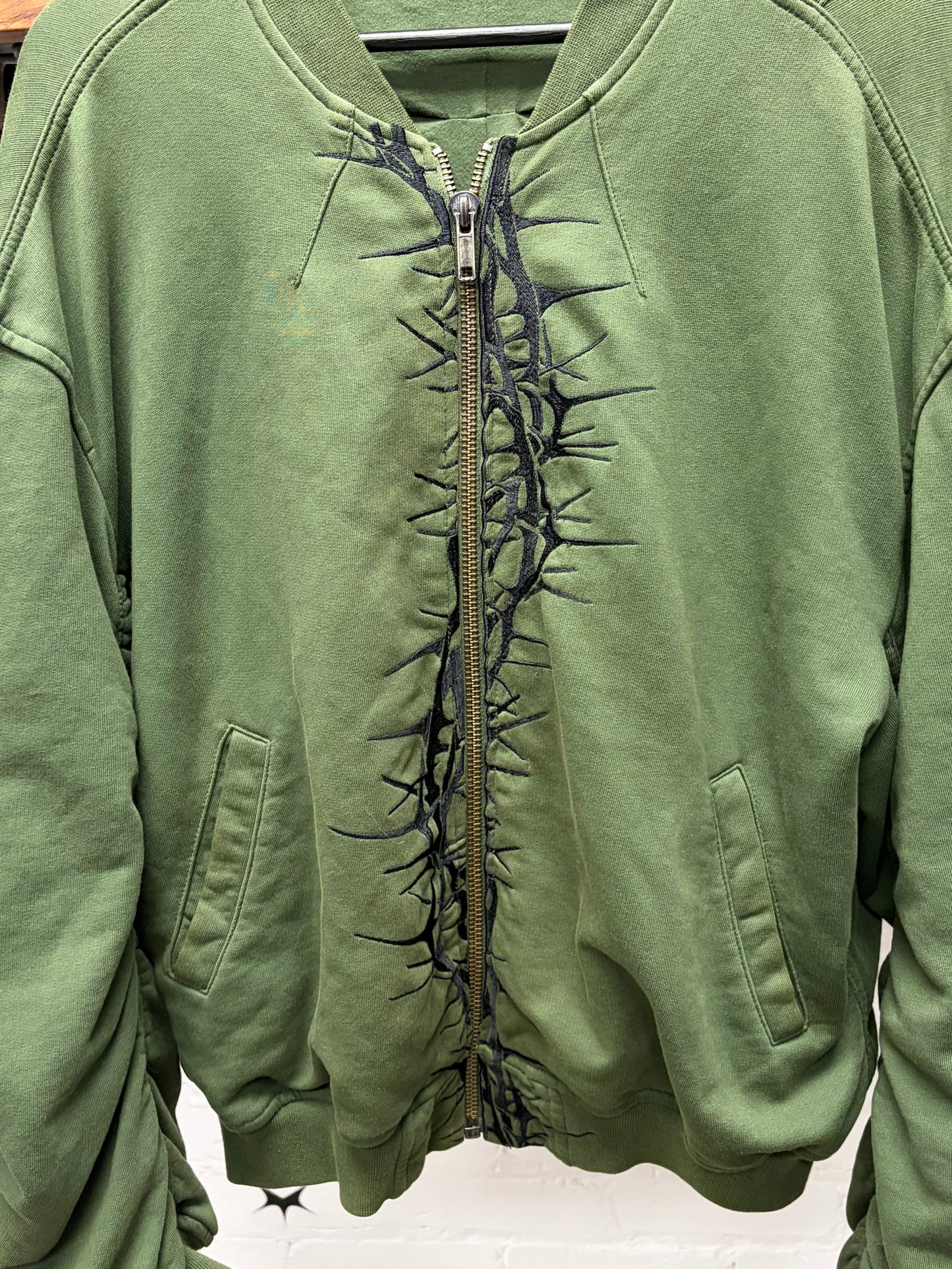 Haider Ackermann ‘Perth’ Thorn Embroidered Zip Up Bomber Sweatshirt