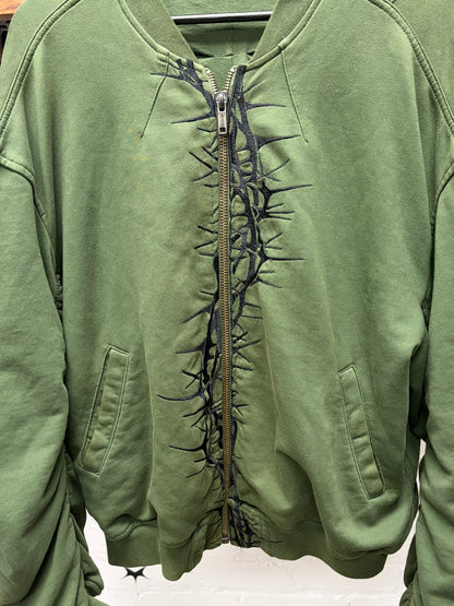 Haider Ackermann ‘Perth’ Thorn Embroidered Zip Up Bomber Sweatshirt