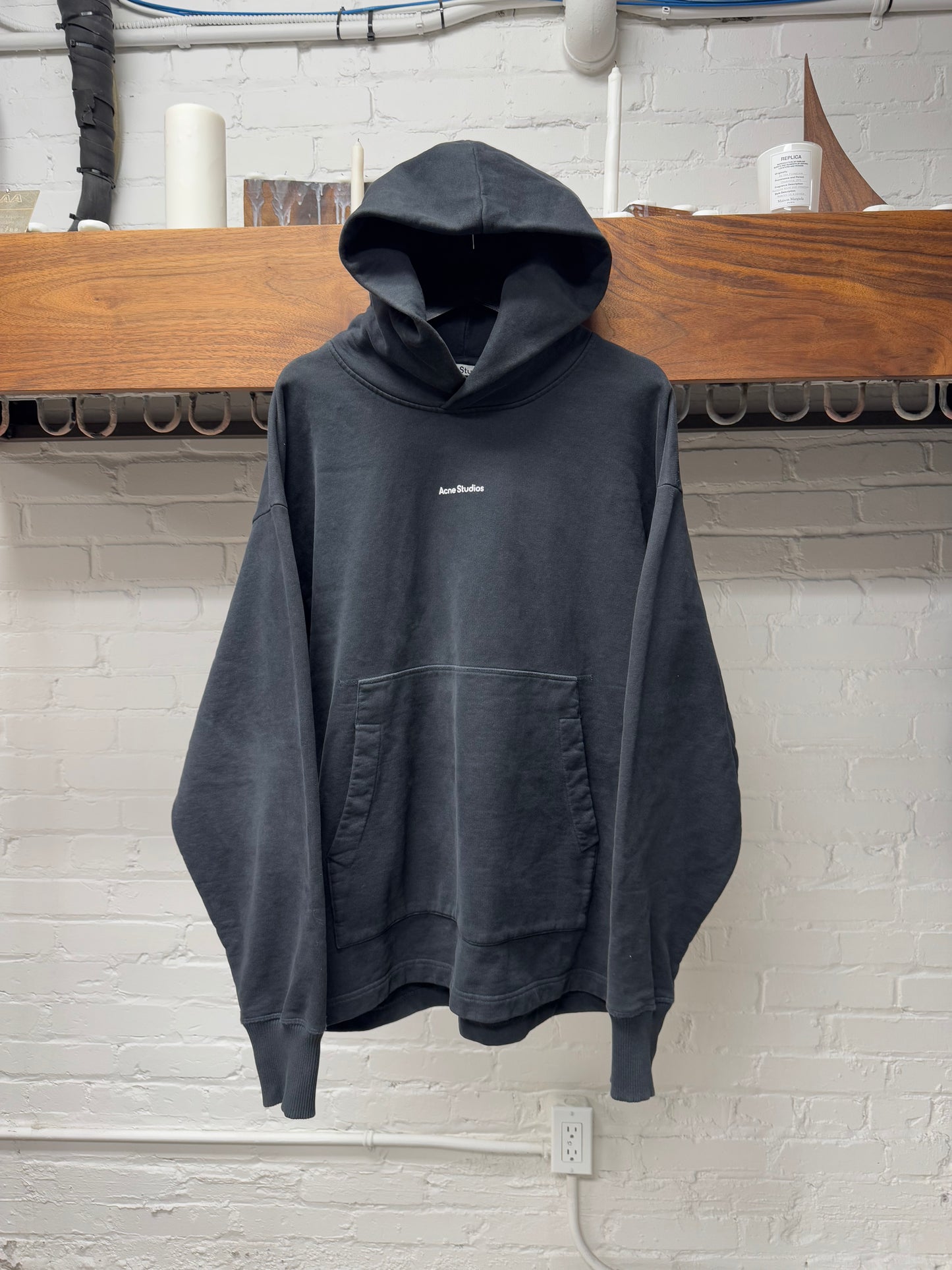 Acne Studios ‘Simple Logo’ Heavy Cotton Black Pullover Hoodie