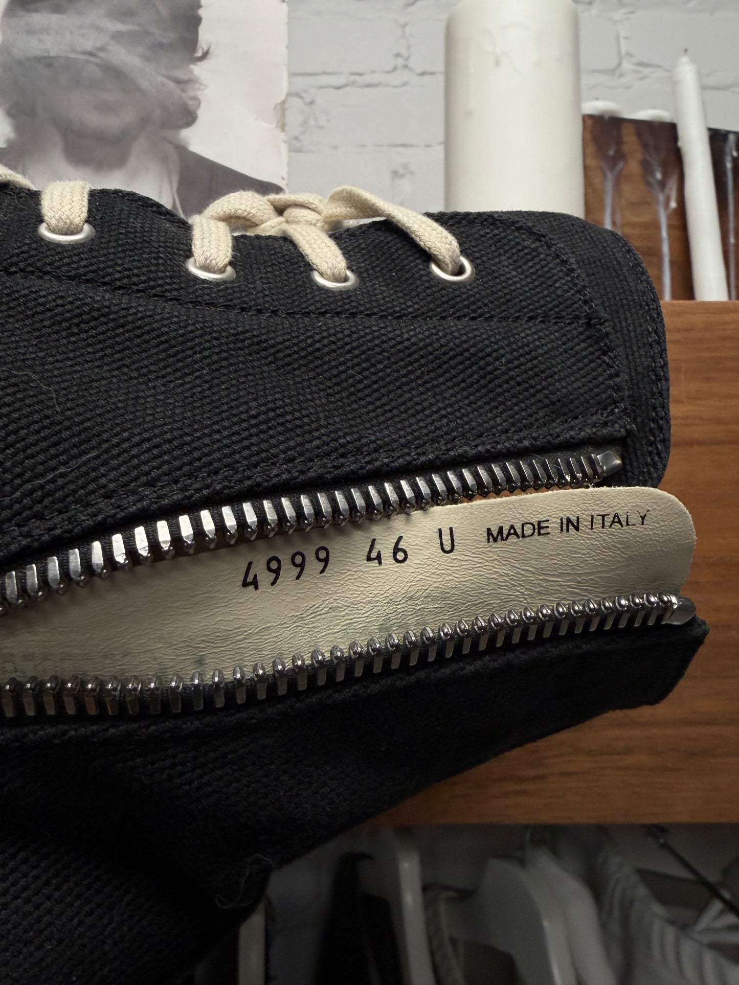 Rick Owens Black Canvas ‘Ramones’ High Top Sneakers
