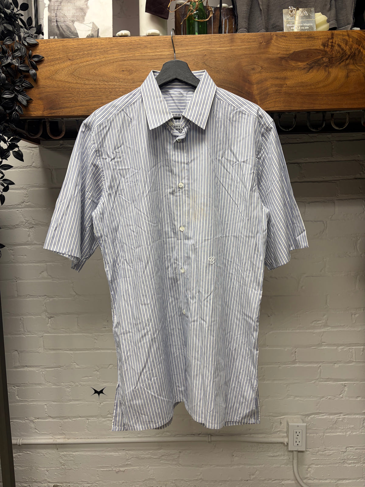 SS2024 Maison Margiela Pinstripe Blue/White Short Sleeve Button Up Shirt