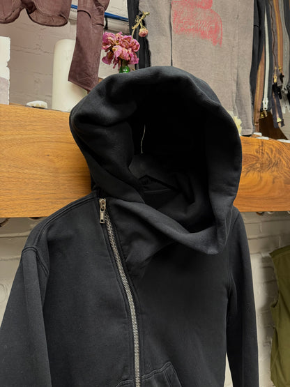Rick Owens Black ‘Mountain’ Asymmetric Zip-Up Hoodie
