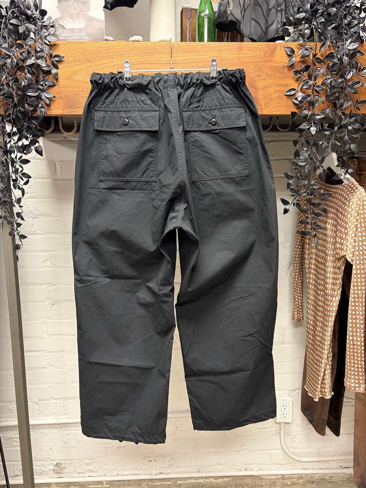 2024 Comme Des Garçons Homme Wide Leg Black ‘Parachute’ Drawstring Elasticated Pants