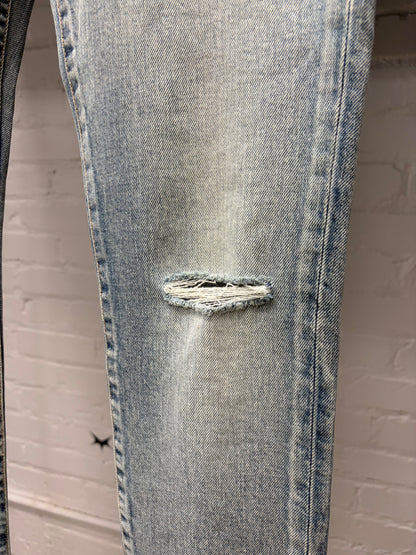 2021 Saint Laurent ‘D02’ Light Wash Blue Distressed Skinny Jeans
