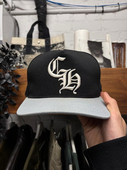 Chrome Hearts ‘CH’ Black/Grey Embroidered Logo Strap-Back Baseball Hat