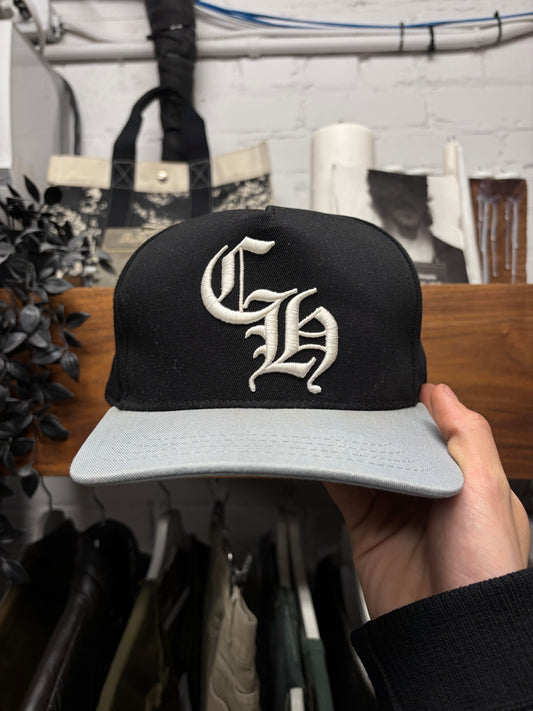Chrome Hearts ‘CH’ Black/Grey Embroidered Logo Strap-Back Baseball Hat