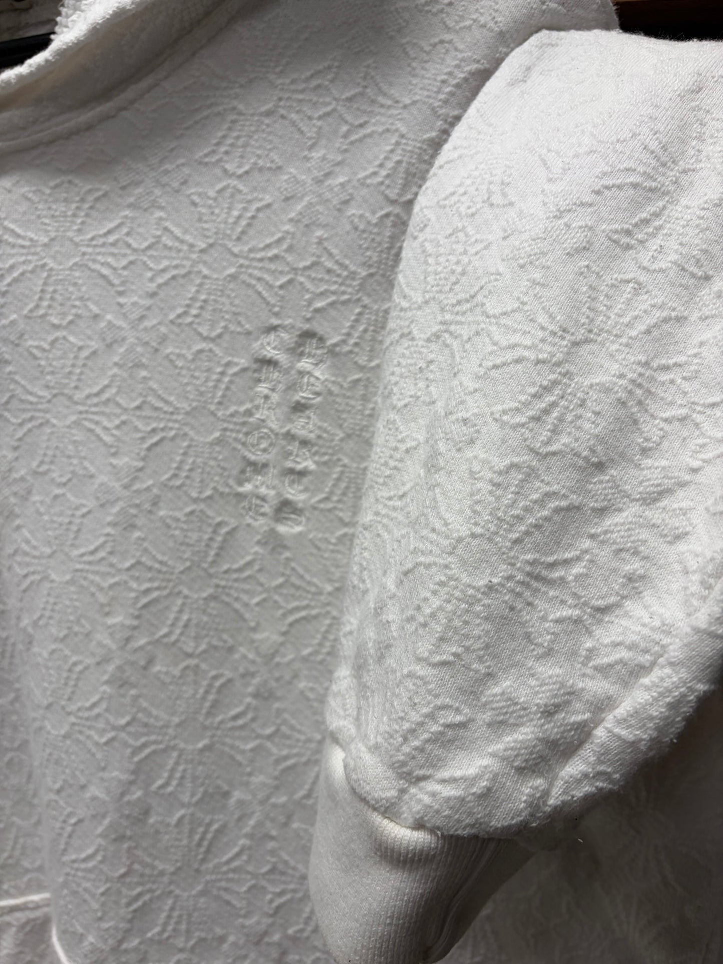 Chrome Hearts Towel Jacquard Plus Cross White Pullover Hoodie