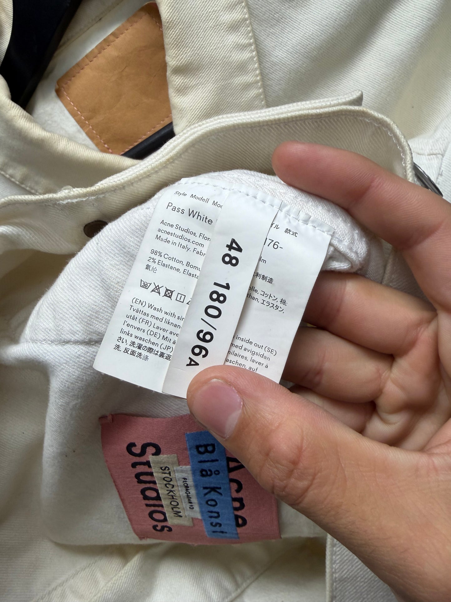 Acne Studios ‘Pass’ White ‘Bla Konst’ Denim Trucker Jacket