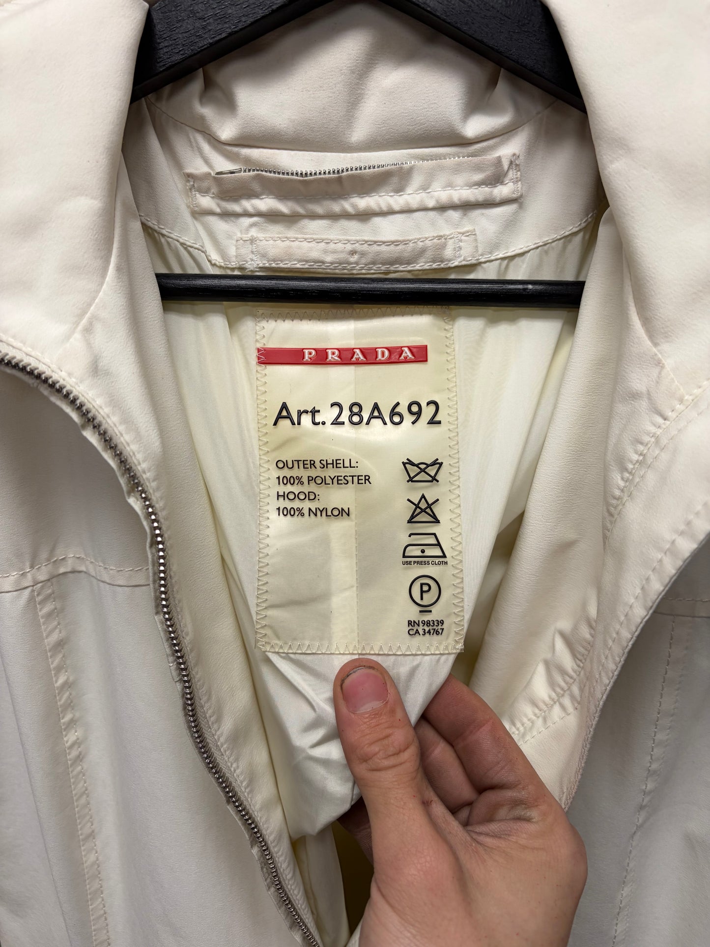 SS2000 Prada White Nylon ‘Shell’ Coat