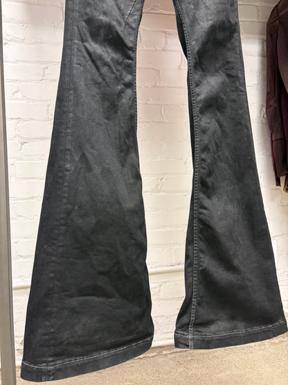 Rick Owens ‘Bolans Banana’ Black Flared Leg Denim