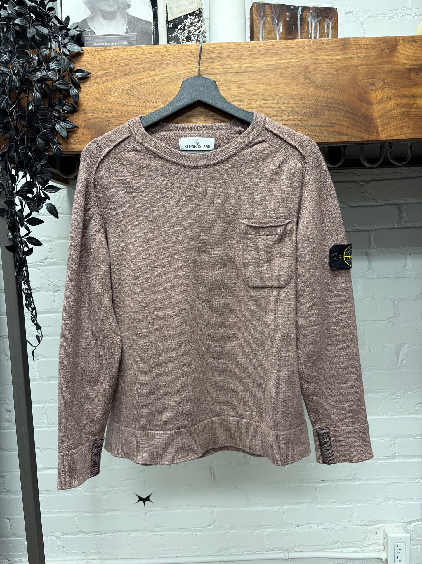 Stone Island Clay ‘Badge Logo’ Knit Sweater