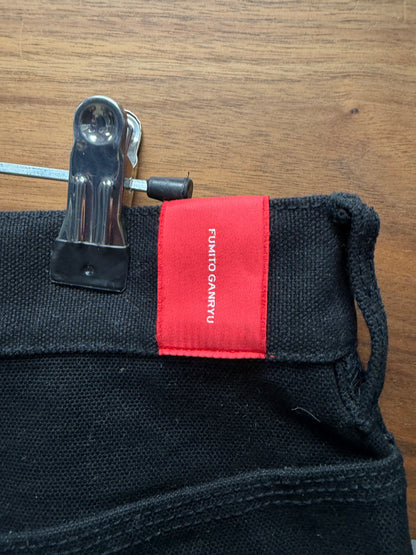 Ganryu by Comme Des Garçons Wide Leg Black Heavyweight Zipper-Back Denim