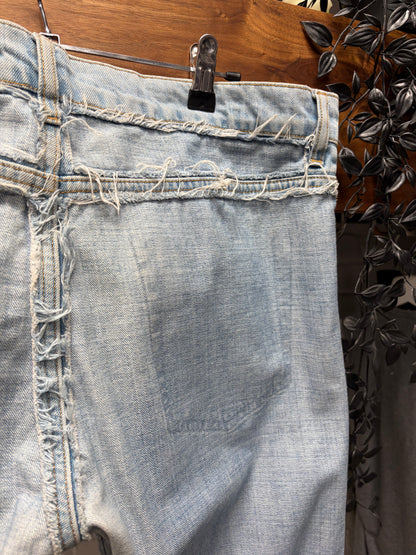 2012 Maison Margiela x H&M ‘Inside Out’ Raw Outseam Light Wash Blue Skinny Jeans