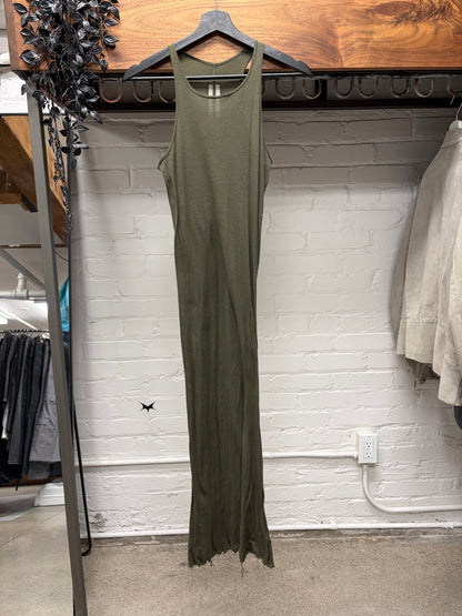 AW2022 Rick Owens ‘Strobe’ Green Jersey Cotton Tank Top Dress